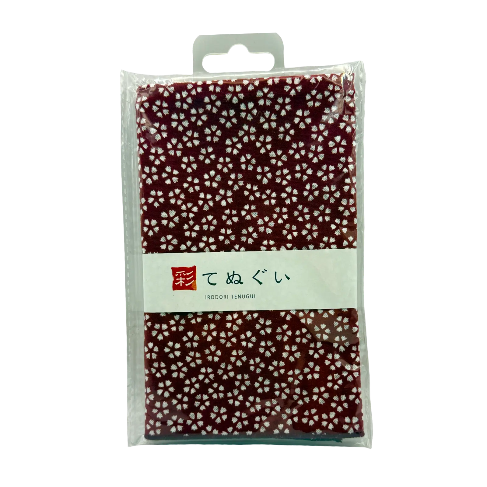 Komesichi Irodori Tenugui White Flowers Burgundy