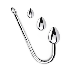 Bondage krog i rustfrit stål med tre udskiftelige ægformede kugler.