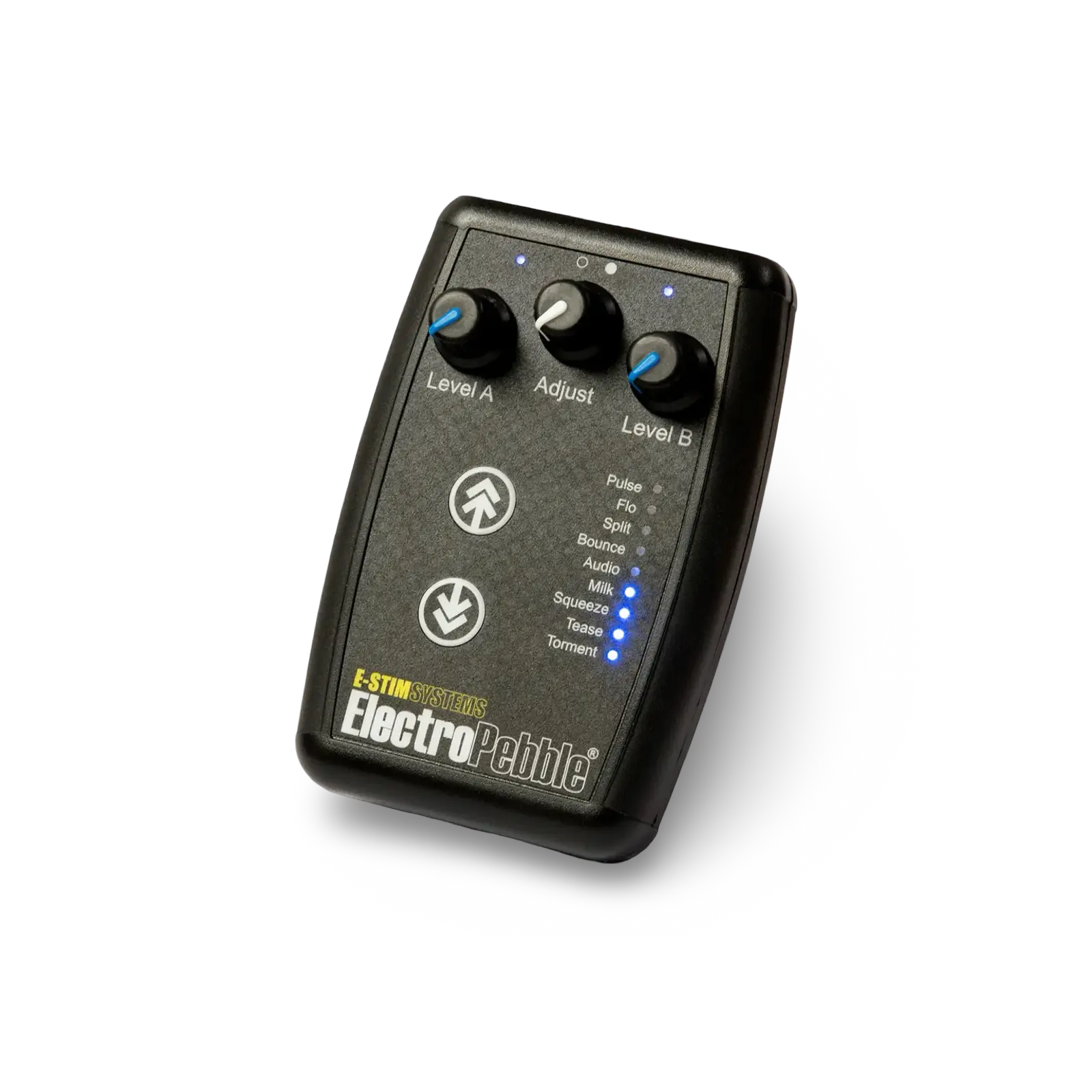 ElectroPebble 2-Kanal-E-Stim-Powerbox mit Audio-Modus und neun Programmen.