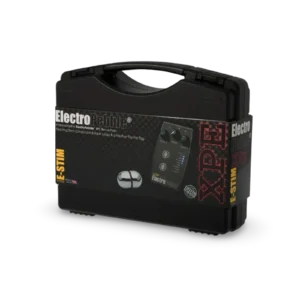 ElectroPebble XPE E-Stim Powerbox-Set mit Powerbox, Medium Electro Egg und leitfähigen Gummischlaufen.