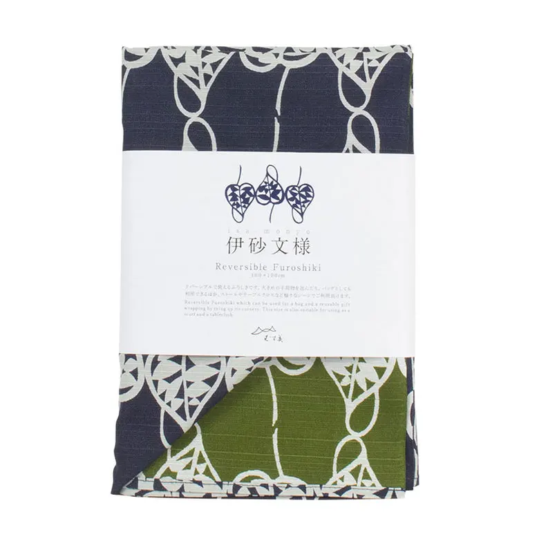 Vendbart japansk Furoshiki rebklæde fra Isa Monyo-serien med Heart Vine-design.